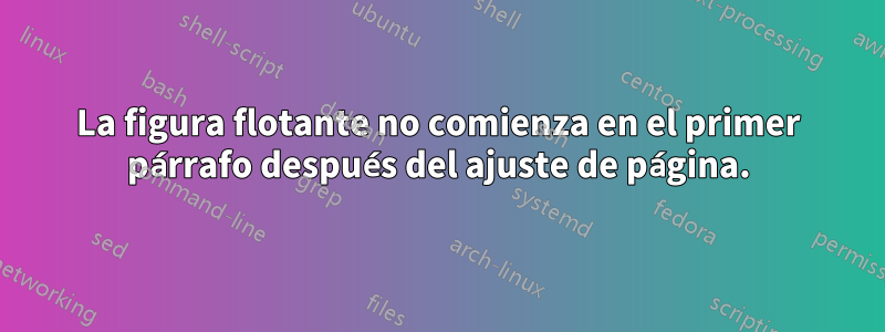 La figura flotante no comienza en el primer párrafo después del ajuste de página.