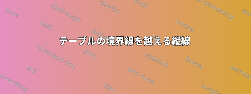 テーブルの境界線を越える縦線