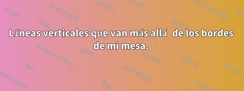 Líneas verticales que van más allá de los bordes de mi mesa.