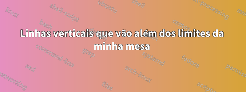 Linhas verticais que vão além dos limites da minha mesa