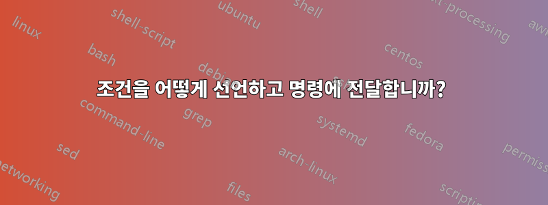 조건을 어떻게 선언하고 명령에 전달합니까?