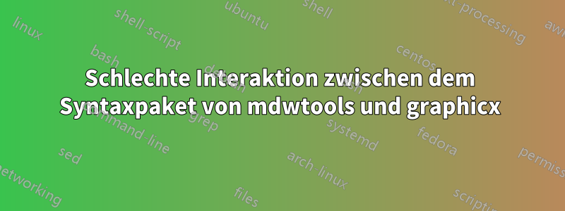 Schlechte Interaktion zwischen dem Syntaxpaket von mdwtools und graphicx