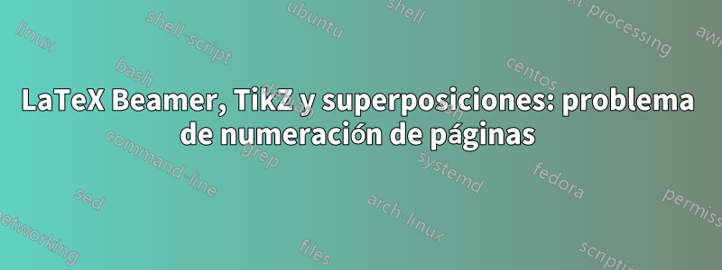 LaTeX Beamer, TikZ y superposiciones: problema de numeración de páginas