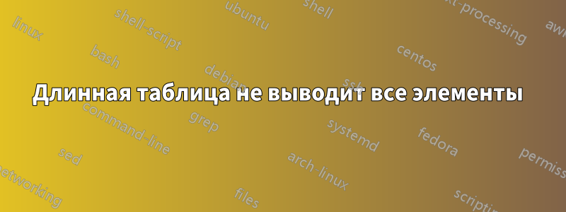 Длинная таблица не выводит все элементы 