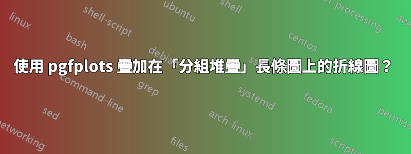 使用 pgfplots 疊加在「分組堆疊」長條圖上的折線圖？