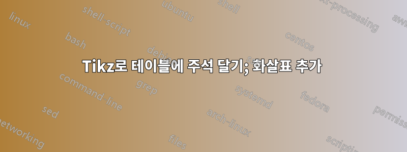 Tikz로 테이블에 주석 달기; 화살표 추가