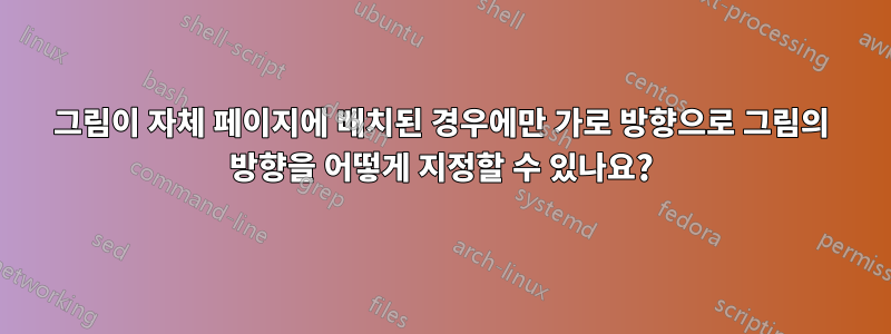 그림이 자체 페이지에 배치된 경우에만 가로 방향으로 그림의 방향을 어떻게 지정할 수 있나요?