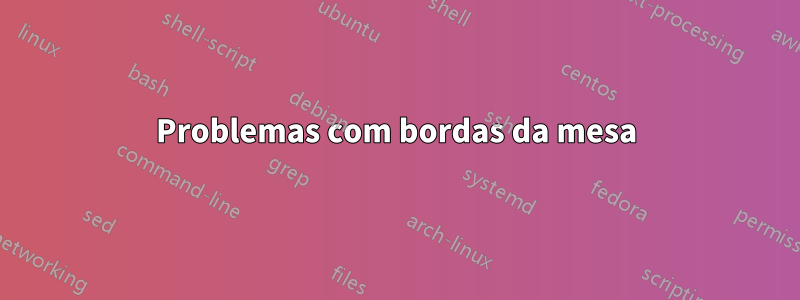 Problemas com bordas da mesa