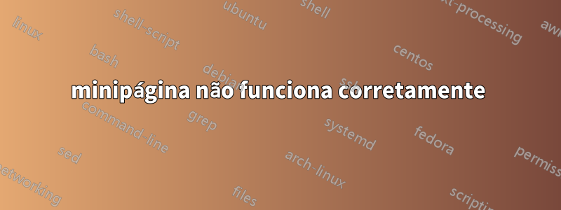 minipágina não funciona corretamente