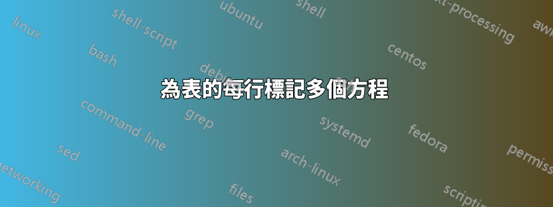 為表的每行標記多個方程