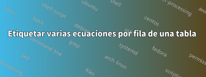 Etiquetar varias ecuaciones por fila de una tabla