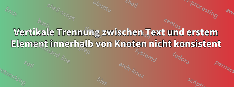 Vertikale Trennung zwischen Text und erstem Element innerhalb von Knoten nicht konsistent