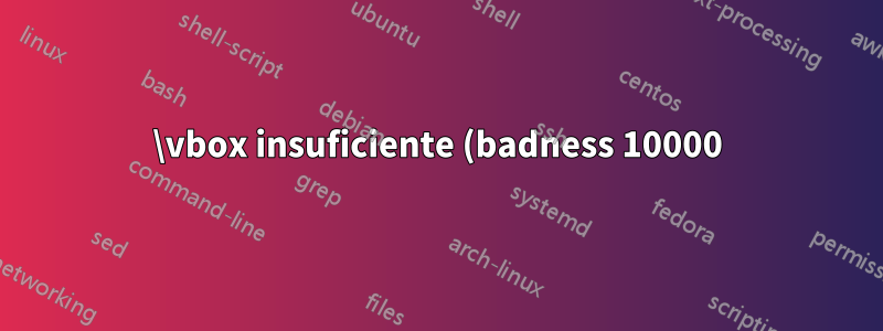 \vbox insuficiente (badness 10000) detectado na linha