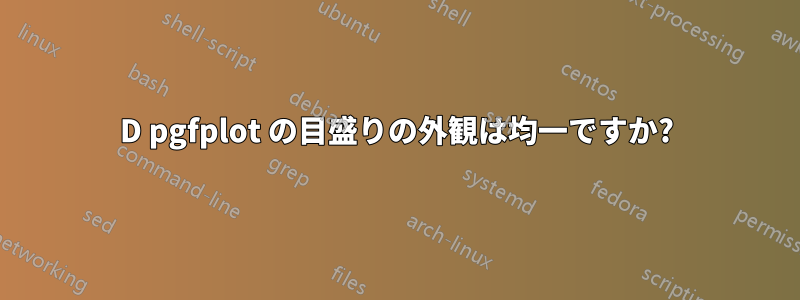 3D pgfplot の目盛りの外観は均一ですか?