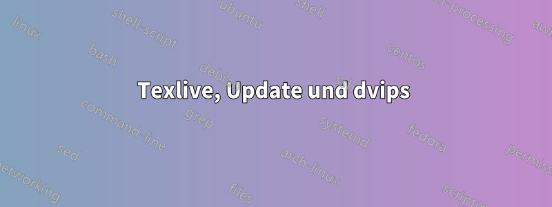 Texlive, Update und dvips