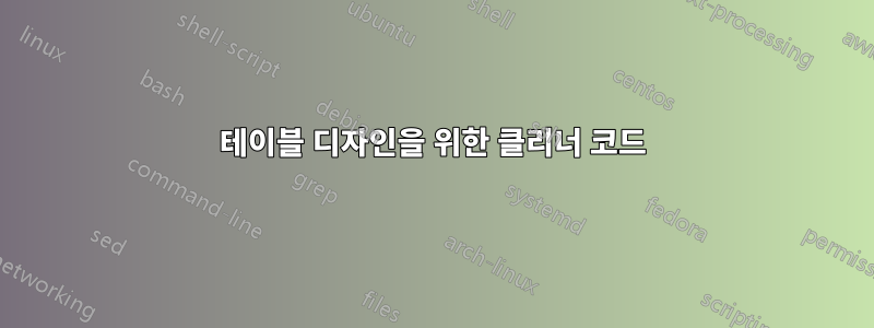 테이블 디자인을 위한 클리너 코드