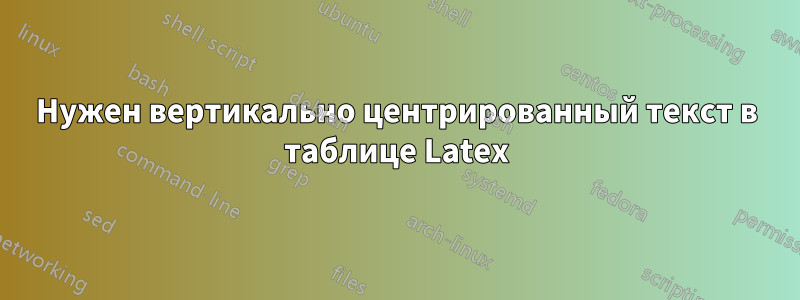 Нужен вертикально центрированный текст в таблице Latex