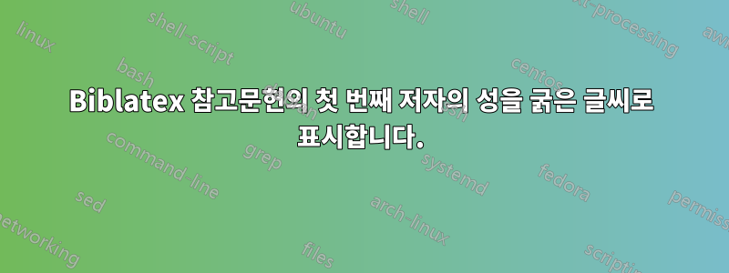 Biblatex 참고문헌의 첫 번째 저자의 성을 굵은 글씨로 표시합니다.