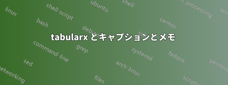 tabularx とキャプションとメモ