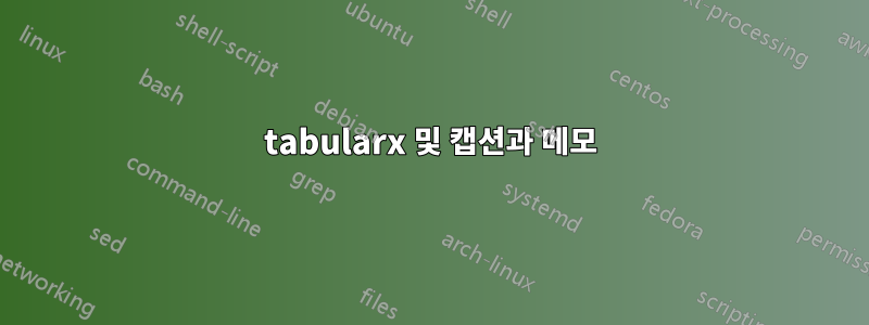 tabularx 및 캡션과 메모