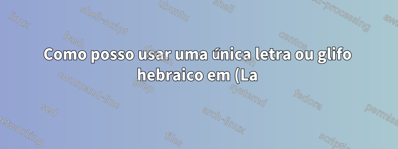 Como posso usar uma única letra ou glifo hebraico em (La)TeX?