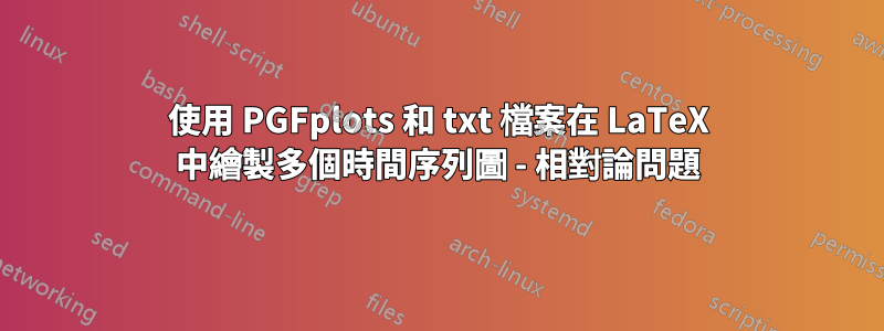 使用 PGFplots 和 txt 檔案在 LaTeX 中繪製多個時間序列圖 - 相對論問題