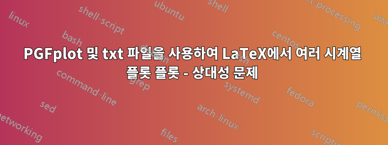 PGFplot 및 txt 파일을 사용하여 LaTeX에서 여러 시계열 플롯 플롯 - 상대성 문제