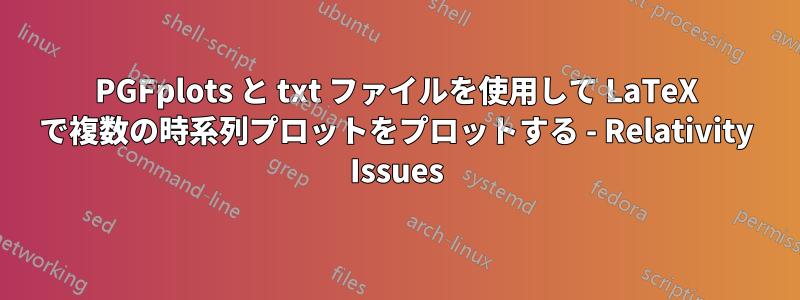 PGFplots と txt ファイルを使用して LaTeX で複数の時系列プロットをプロットする - Relativity Issues