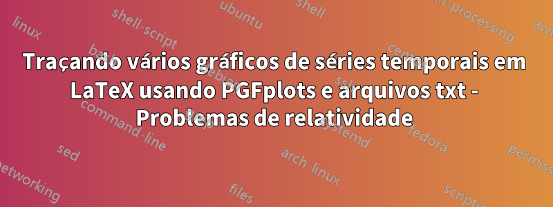 Traçando vários gráficos de séries temporais em LaTeX usando PGFplots e arquivos txt - Problemas de relatividade