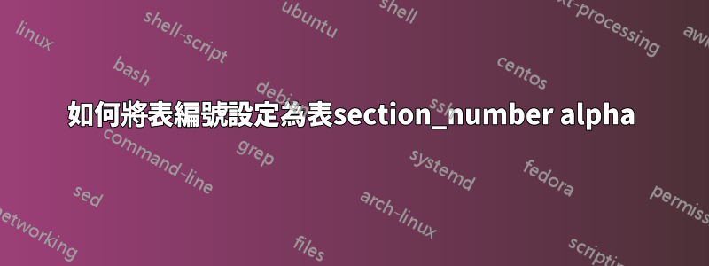 如何將表編號設定為表section_number alpha