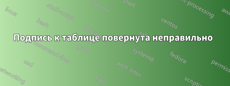 Подпись к таблице повернута неправильно 