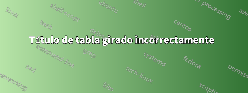 Título de tabla girado incorrectamente 