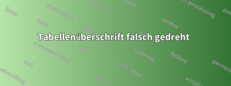 Tabellenüberschrift falsch gedreht 