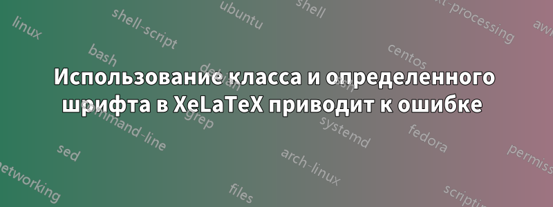 Использование класса и определенного шрифта в XeLaTeX приводит к ошибке 