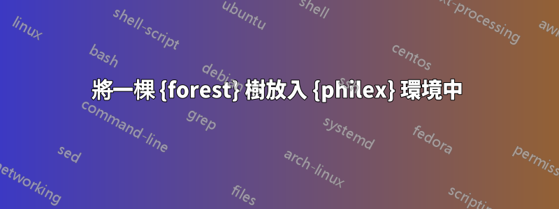 將一棵 {forest} 樹放入 {philex} 環境中