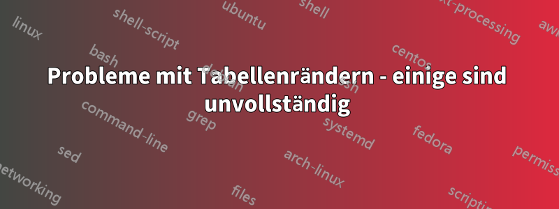 Probleme mit Tabellenrändern - einige sind unvollständig