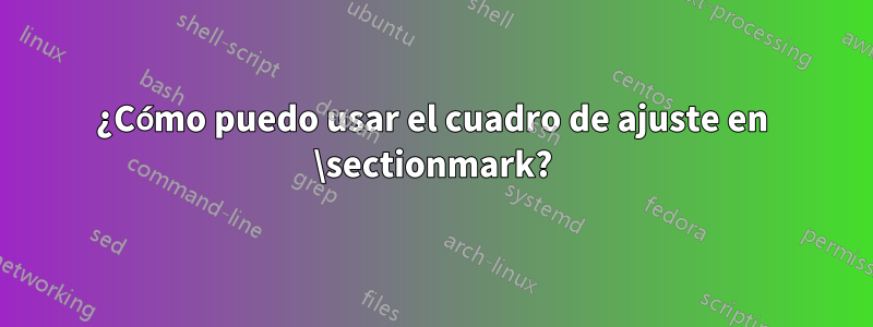 ¿Cómo puedo usar el cuadro de ajuste en \sectionmark?