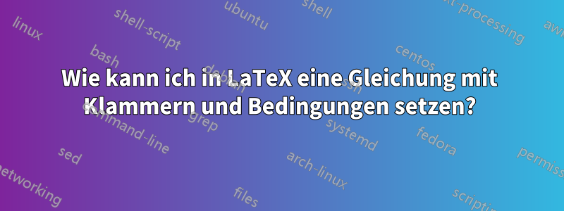 Wie kann ich in LaTeX eine Gleichung mit Klammern und Bedingungen setzen?