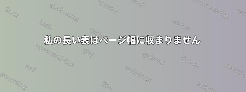 私の長い表はページ幅に収まりません