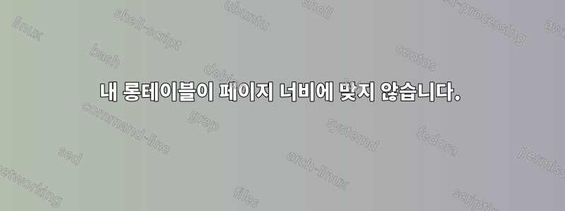 내 롱테이블이 페이지 너비에 맞지 않습니다.