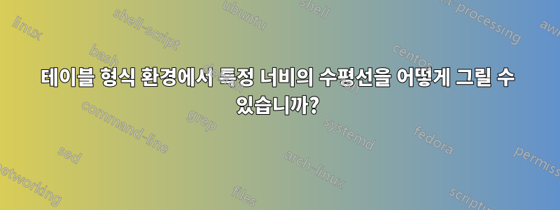 테이블 형식 환경에서 특정 너비의 수평선을 어떻게 그릴 수 있습니까?