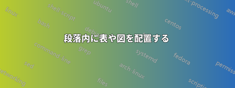 段落内に表や図を配置する