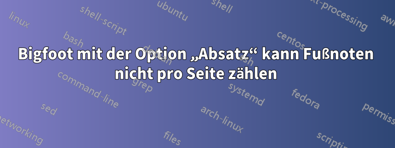 Bigfoot mit der Option „Absatz“ kann Fußnoten nicht pro Seite zählen