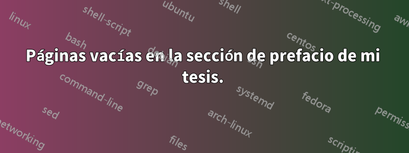 Páginas vacías en la sección de prefacio de mi tesis.