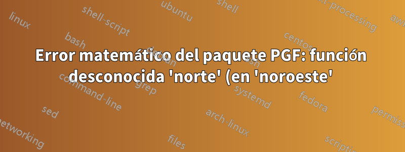 Error matemático del paquete PGF: función desconocida 'norte' (en 'noroeste')