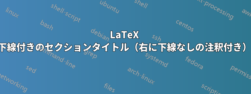 LaTeX 下線付きのセクションタイトル（右に下線なしの注釈付き）