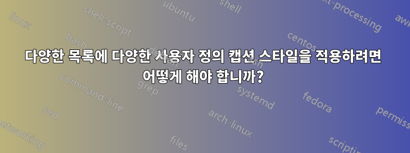 다양한 목록에 다양한 사용자 정의 캡션 스타일을 적용하려면 어떻게 해야 합니까?