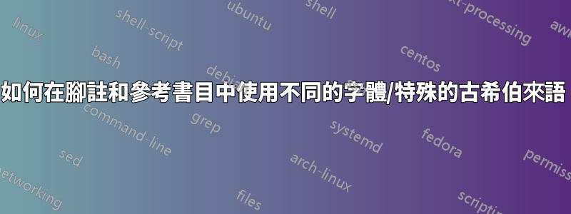 如何在腳註和參考書目中使用不同的字體/特殊的古希伯來語