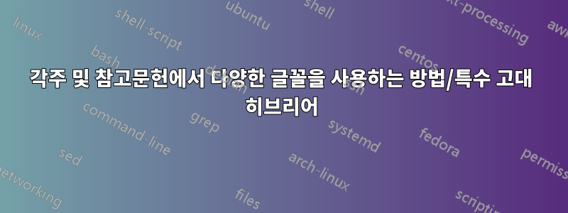 각주 및 참고문헌에서 다양한 글꼴을 사용하는 방법/특수 고대 히브리어