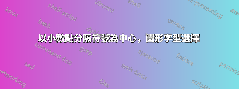 以小數點分隔符號為中心，圖形字型選擇